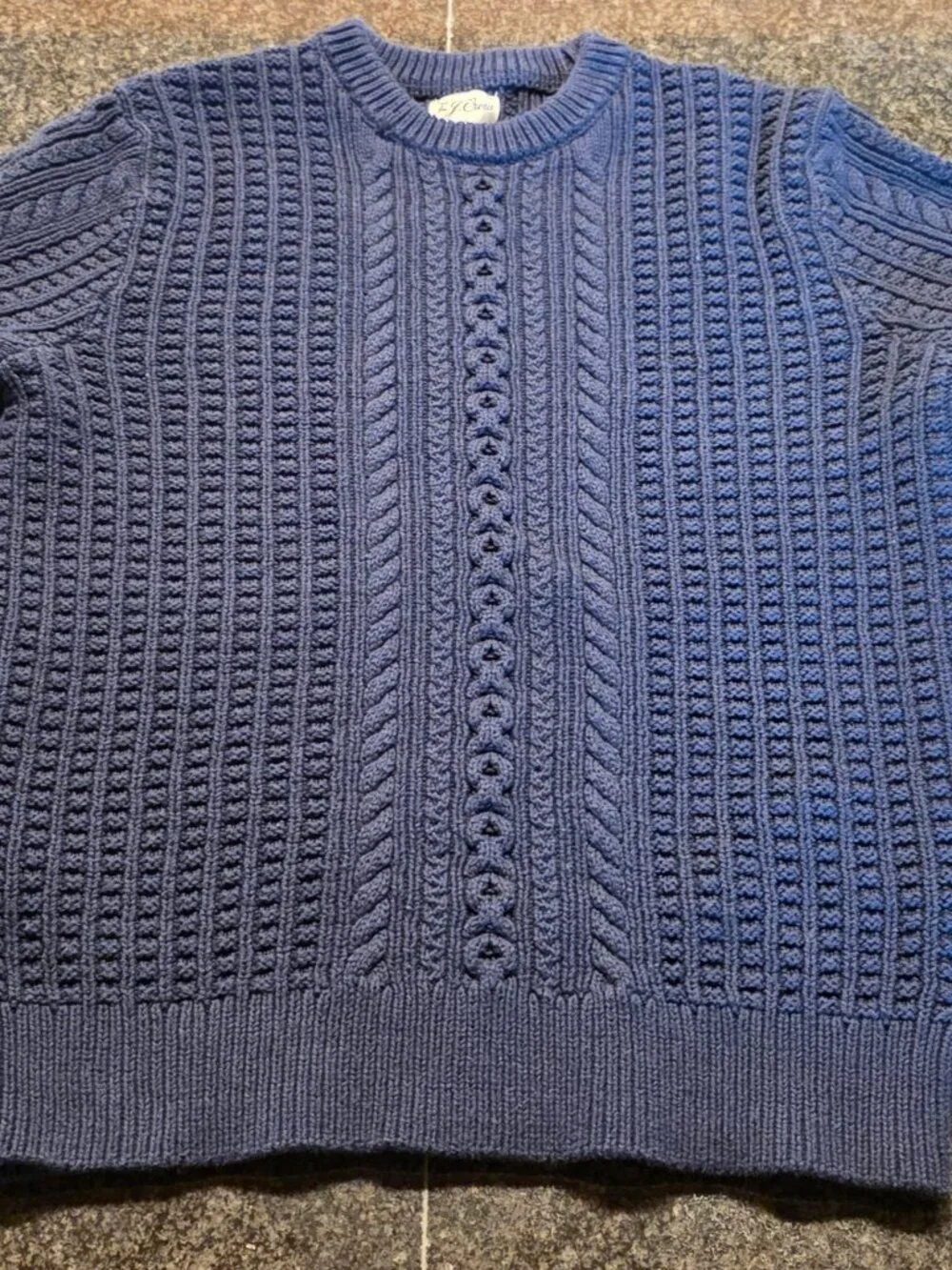 J.Crew Men's Cotton Cable-Knit Crewneck Sweater / Medium / Navy / BL822